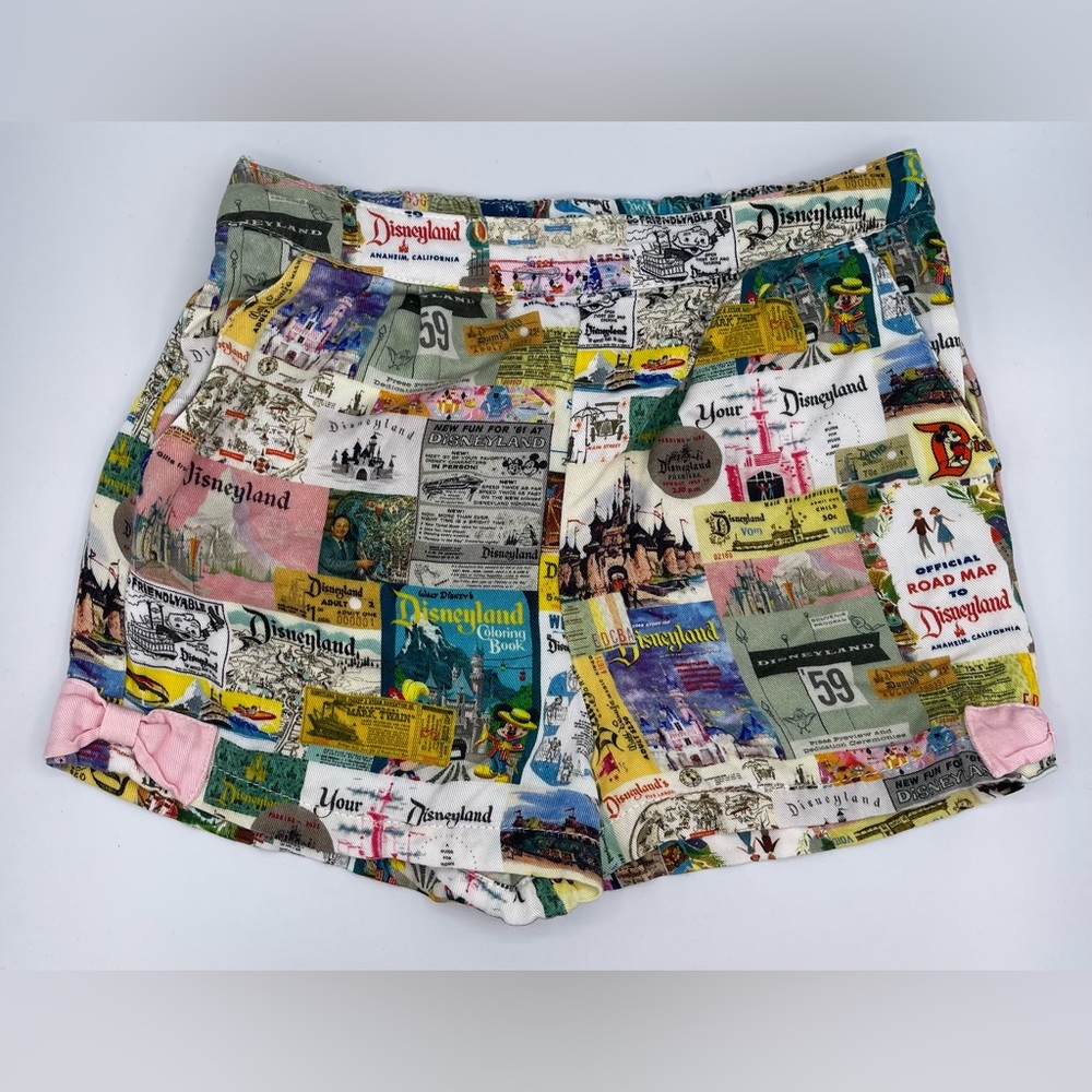 Disneyland Eras Shorts Disney 100 All Over Print Pockets Girl’s 5/6‎ Youth NWOT